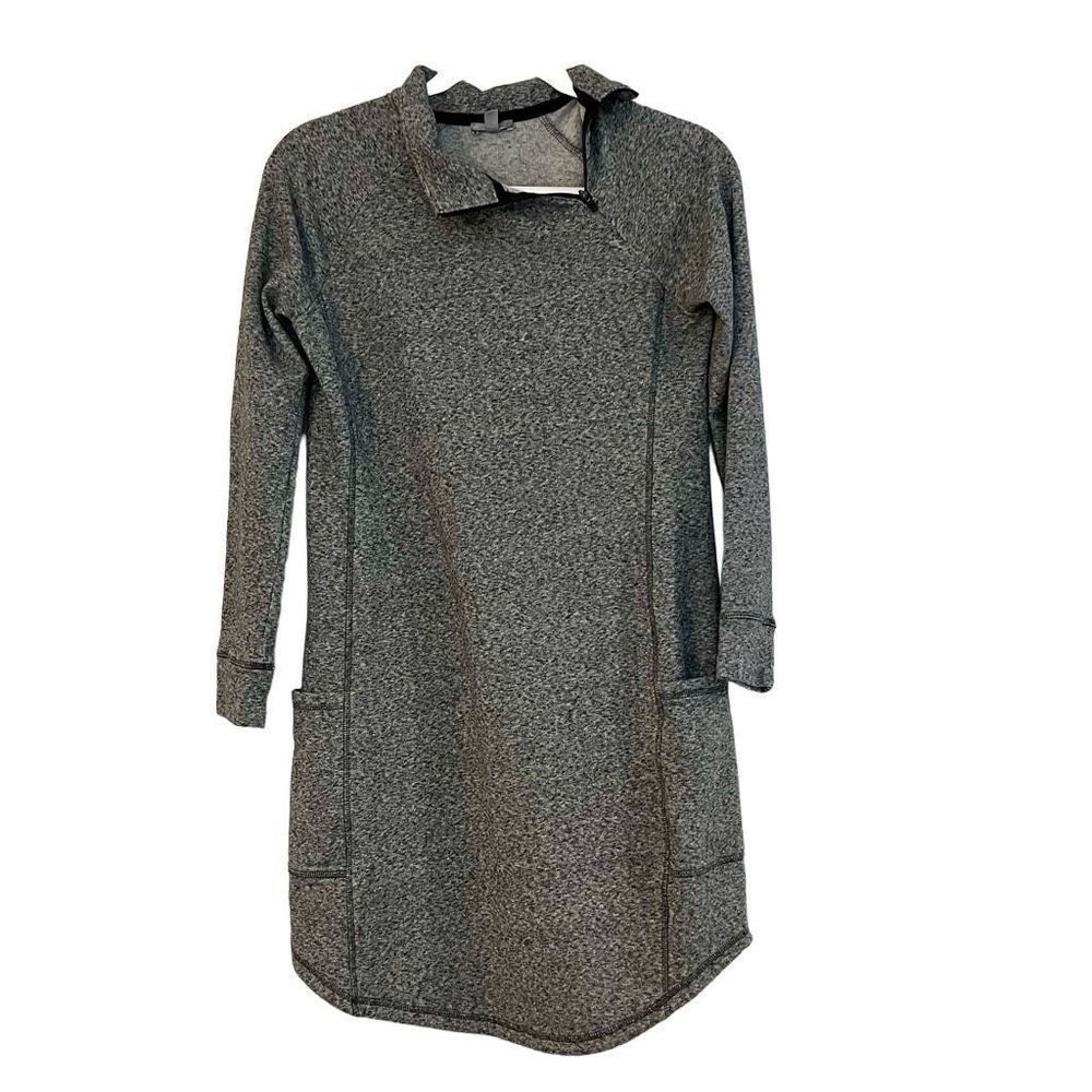 T By Talbots Women’s Gray Long Sleeve Dress Zipper Neck Pockets